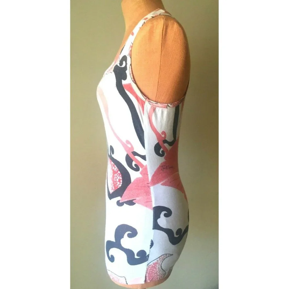 Just Cavalli Women's Tank Top Sleeveless White Red Black Size M 100% Authentic - Picture 3 of 9